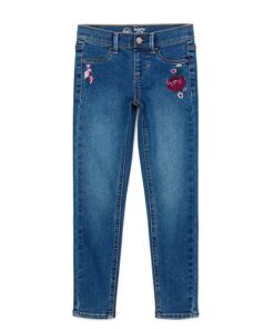 Wonder Nation Girls Fashion Rose Embroidery Jeggings - Blue