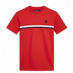 U.S Polo Assn Boys Chest Stripped T-shirt - Red