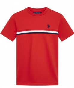 U.S Polo Assn Boys Chest Stripped T-shirt - Red