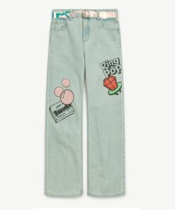 Justice Girls Ring Pop Collab Palazo Jeans With Belt - Blue