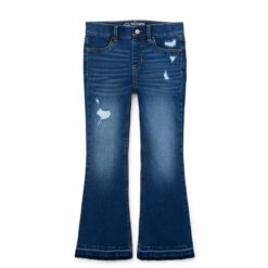 Wonder Nation Girls Destructed Flare Jegging - Medium Enzyme