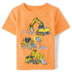 The Children's Place Baby And Toddler Boys Construction Vehicle Graphic T-shirt - Orange
