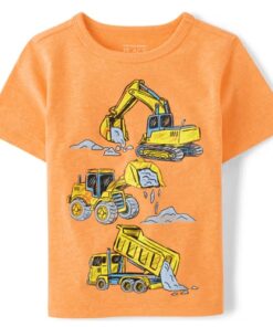 The Children's Place Baby And Toddler Boys Construction Vehicle Graphic T-shirt - Orange
