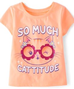 The Children’s Place Baby And Toddler Girls Kitty Graphic T-shirt - Orange