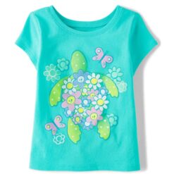 The Children’s Place Baby And Toddler Girls Turtle Graphic T-shirt - Aqua