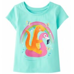 The Children’s Place Baby And Toddler Girls Dino Flamingo Graphic T-shirt - Aqua
