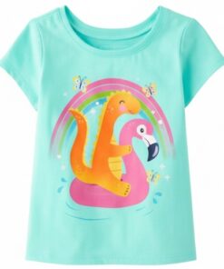 The Children’s Place Baby And Toddler Girls Dino Flamingo Graphic T-shirt - Aqua