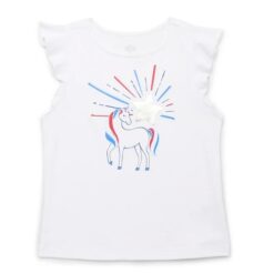 Americana Girls Unicorn Flitter Sleeve Tank Top - White