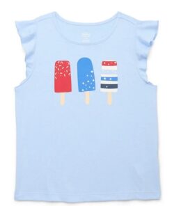 Americana Girls Ice Cream Flitter Sleeve Tank Top - Blue