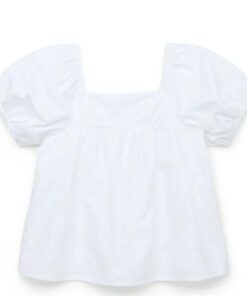 Wonder Nation Baby & Toddler Girls Eyelet Puff Sleeve Blouse - White