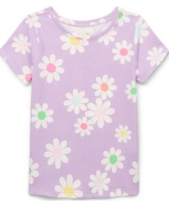 Garanimals Toddler Girls Short Sleeve Print T-shirt - Floral Lilac