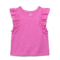 Wonder Nation Baby & Toddler Girls Cotton Ruffle Sleeve Blouse - Pink
