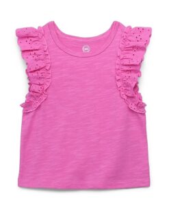 Wonder Nation Baby & Toddler Girls Cotton Ruffle Sleeve Blouse - Pink