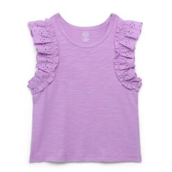 Wonder Nation Baby & Toddler Girls Cotton Ruffle Sleeve Blouse - Purple