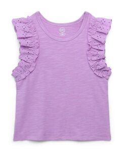 Wonder Nation Baby & Toddler Girls Cotton Ruffle Sleeve Blouse - Purple