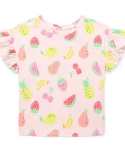 Garanimals Toddler Girls Print Top With Flutter Sleeves - Watermelon