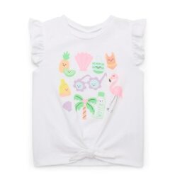 Garanimals Baby & Toddler Girls Tie Front Graphic Top - White