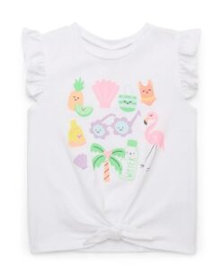 Garanimals Baby & Toddler Girls Tie Front Graphic Top - White