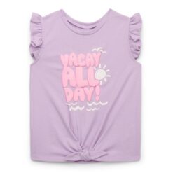 Wonder Nation Girls Short Sleeve Eyelet Puff Sleeve Top - White
