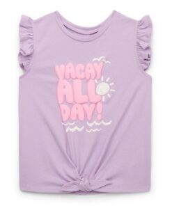 Wonder Nation Girls Short Sleeve Eyelet Puff Sleeve Top - White