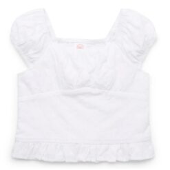 Wonder Nation Girls Cotton Smocked Ruffle Eyelet Top - White