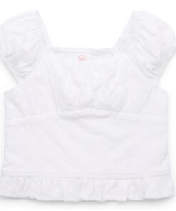 Wonder Nation Girls Cotton Smocked Ruffle Eyelet Top - White