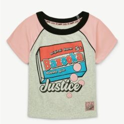 Justice League Girls Ring Pop Collab Raglan Baby T-shirt - Pink Grey
