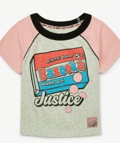 Justice League Girls Ring Pop Collab Raglan Baby T-shirt - Pink Grey