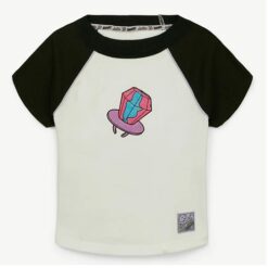 Justice League Girls Ring Pop Collab Raglan Baby T-shirt - Black & White