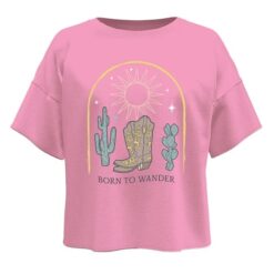 Wonder Nation Girls Cropped, Short Sleeve, Graphic T-Shirt - Pink Wonder