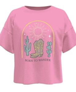 Wonder Nation Girls Cropped, Short Sleeve, Graphic T-Shirt - Pink Wonder