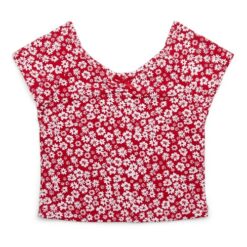 Wonder Nation Tween Girls Ribbed Raglan Tee with Short Sleeves - Red