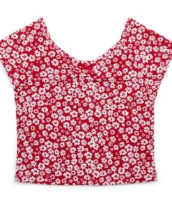 Wonder Nation Tween Girls Ribbed Raglan Tee with Short Sleeves - Red