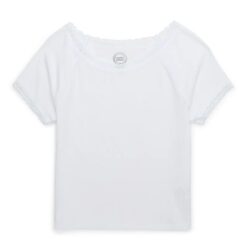 Wonder Nation Girls Lace Trim Tee With Short Sleeves - White