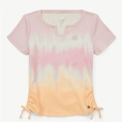 Justice Girls Short Sleeve Cinch T-shirt - Tie Dye Multicolor
