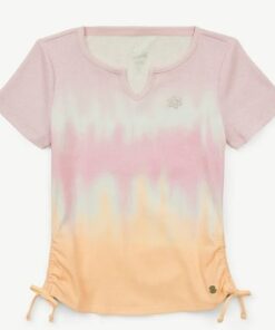 Justice Girls Short Sleeve Cinch T-shirt - Tie Dye Multicolor