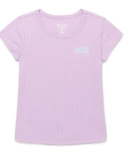 365 Kids Girls Pointelle Short Sleeves T-shirt - Purple
