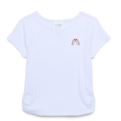 365 Kids Girls Pointelle Short Sleeves T-shirt - White
