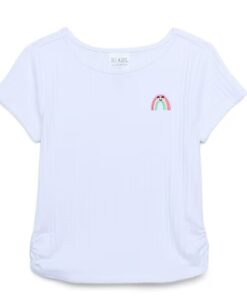 365 Kids Girls Pointelle Short Sleeves T-shirt - White