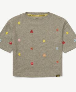 Justice Girls Short Sleeve Pac-man Jumper Graphic T-shirt - Grey