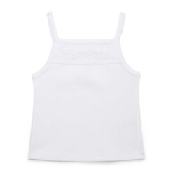 Wonder Nation Girls Crotchet Trim Tank Top - White