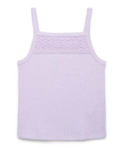 Wonder Nation Girls Crotchet Trim Tank Top - Lilac