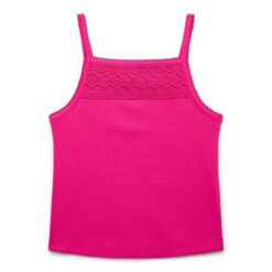 Wonder Nation Girls Crotchet Trim Tank Top - Fuschia Pink