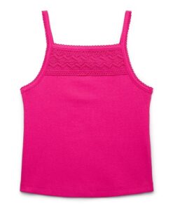 Wonder Nation Girls Crotchet Trim Tank Top - Fuschia Pink