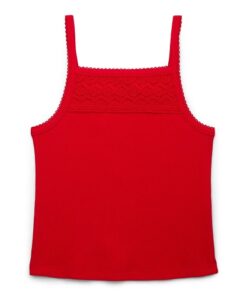 Wonder Nation Girls Crotchet Trim Tank Top - Red