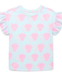 Garanimals Toddler Girls Print Flutter Sleeve Top - Seashell Blue