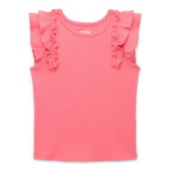 Garanimals Toddler Girl Ruffle Sleeve Rib Top - Agate Red