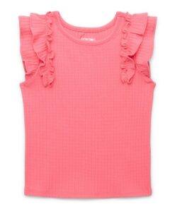 Garanimals Toddler Girl Ruffle Sleeve Rib Top - Agate Red