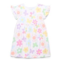 Garanimals Toddler Girl Print Skater Dress with Pockets - Flowers & Sunshine