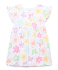 Garanimals Toddler Girl Print Skater Dress with Pockets - Flowers & Sunshine